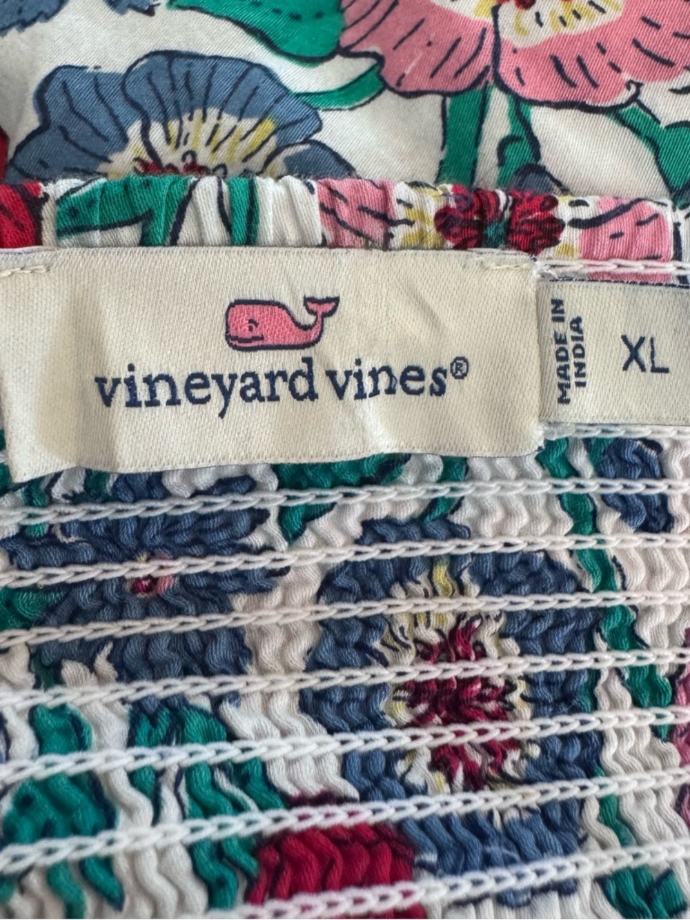 Vineyard Vines Tisbury Floral White Floral Print Puff Sleeves - Picture 2 of 6